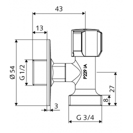 SCHELL vietą taupantis ventilis skalbimo mašinai 1/2"x3/4"