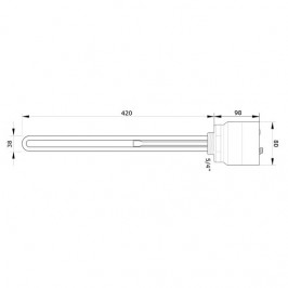 Kaitinimo elementas Gwarant 20 kW (vienfazis) sriegis 1 1/2" iki 70C