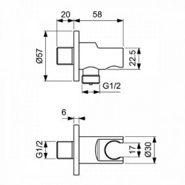 Ideal Standard dušo išvadas su laikikliu juodos matinės spalvos