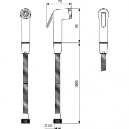 Bidė dušelis su metaline žarna 1500 mm chromas