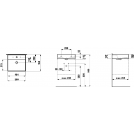 Kartell By Laufen praustuvas 50 cm su 1 skyle maišytuvui baltas