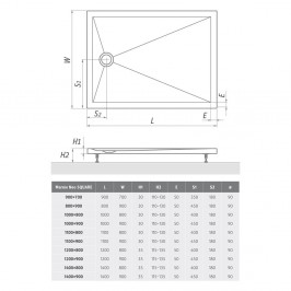 Dušo padėklas Marmo Neo Square-R 800x900