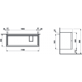 Kartell by Laufen spintelė 600x1180x450mm su dviem stalčiais balta