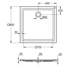 Grohe akrilinis dušo padėklas 90 cm baltas