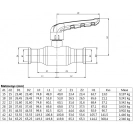 Plieninis pres. rutulinis ventilis KAN-therm - 18