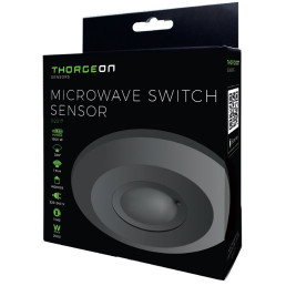 Judesio jutiklis, mikrobangų, 230 Vac, 360°, 8m, 2000W, reguliuojamas, juodas, THORGEON