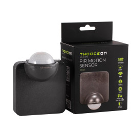 Judesio jutiklis PIR, 230Vac, 1200W, 8m, sieninis, IP54, juodas