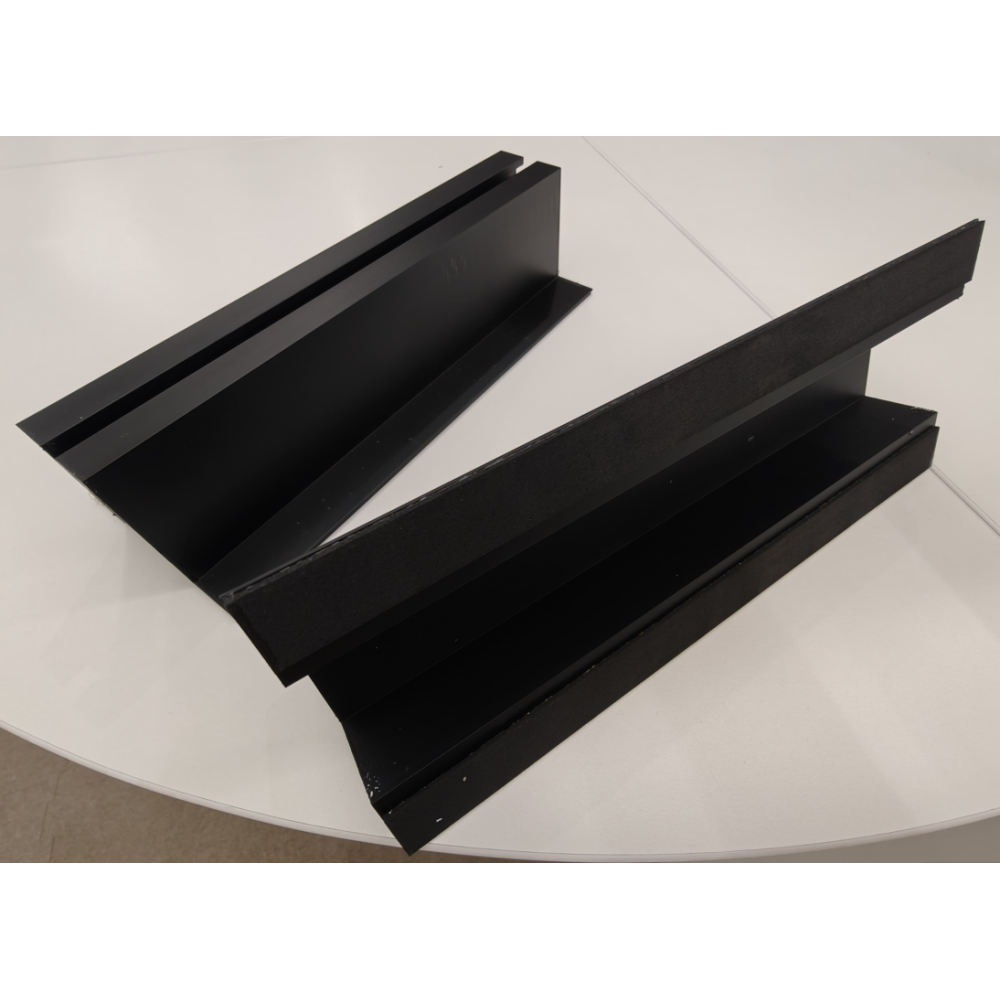 Minirail trapecinei stogo dangai su EPDM juosta (h - 6 cm l - 26,5 cm) JUODAS