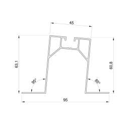 Minirail trapecinei stogo dangai su EPDM juosta, KAMPU (h - 6,3 cm l - 33,0 cm)