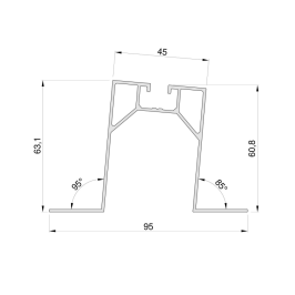 Minirail trapecinei stogo dangai su EPDM juosta, KAMPU (h - 6,3 cm l - 33,0 cm)