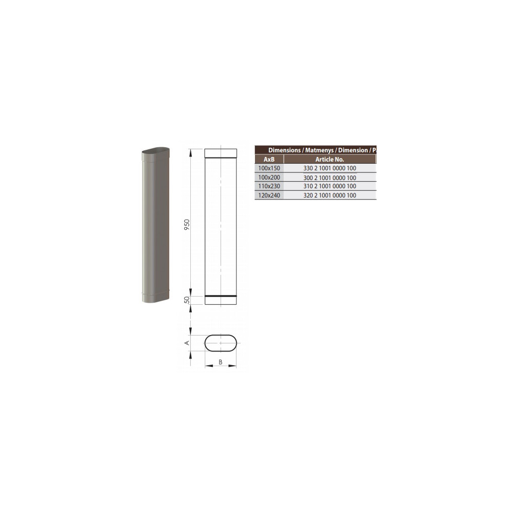 SWO Įdėklo segm. NP 110x230, L-1.0m (310 2 1001 0000 100)