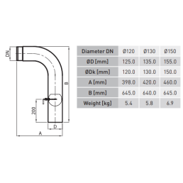 Aukšta alkūnė su sklende KGS150/ 90-CZ2/ W