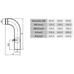 Aukšta alkūnė su sklende KGS150/ 90/ WK