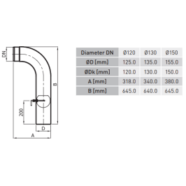 Aukšta alkūnė su sklende KGS150/ 90/ WK