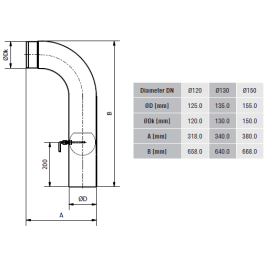 Aukšta alkūnė su sklende KGS150/ 90P-CZ2/ WK,pilka