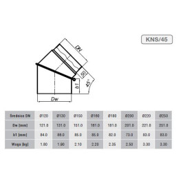 Reguliuojama alkūnė150/ 45 be pravalos