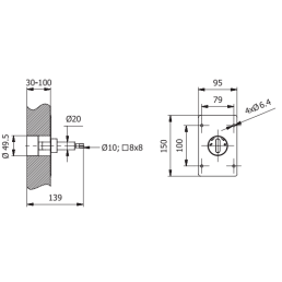 Sklendės rankenėlė SZKZ-REG-OS/ P, balta, potinkinė