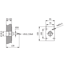 Sklendės rankenėlė SZKZ-REG-OS/ P, balta, potinkinė