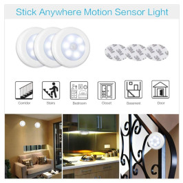 LED šviestuvėliai su judesio davikliu, maitinamas 3 x AAA baterijomis, 3vnt. kompl.