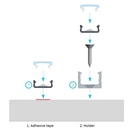 Profilis aliuminis anoduotas LED juostoms paviršinis, D, 3m LUMINES