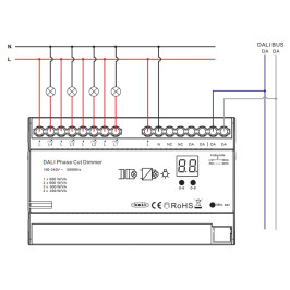 DALI sistemos valdiklis TRIAC 4x400W, 4 kanalų, DIN, TRIAC 100-240V, Sunricher