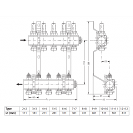 Grindinis kolektorius FHF-3F su sr. mat. MANIFOLD 3+3