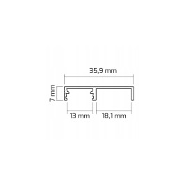 Profilis aliuminis anoduotas LED juostoms, su matiniu dangteliu, lentyninis FLOORLINE, 2m