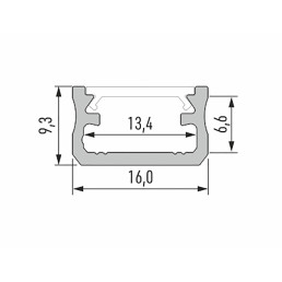 Profilis aliuminis anoduotas baltas LED juostoms paviršinis, A, 2.02m LUMINES