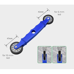 LED juostų klijavimo įrankis, guminiai ratukais, 6-10mm pločio