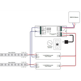 LED signalo keitiklis DMX512 į 0-10V / PWM, 230Vac, su rėle