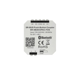 Vienos spalvos bevielis SR-BUS valdiklis skirtas nefiksuotiems PUSH jungikliams, 230Vac