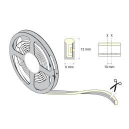 LED juosta NEON FLEX 12Vdc, 7.2W/ m, karpoma 1cm, Raudona, 6x12mm, 5m ritė, IP67