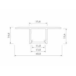 Profilis aliuminis anoduotas LED juostoms įleidžiamas, priglaistomas, FALCO, 3m