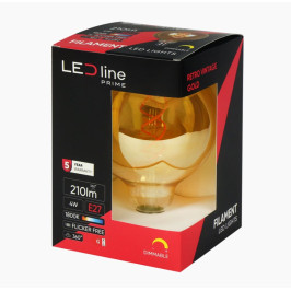 LED lemputė E27 G125 230V 4W 210lm, gintarinė balta 1800K, RETRO VINTAGE GOLD, pritemdoma, LED line PRIME