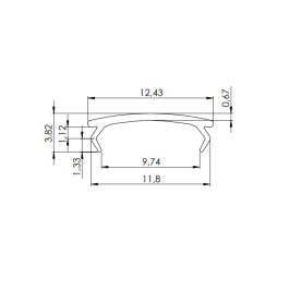 Dangtelis PMMA skaidrus profiliams LUMINES A B C D Y MONO, V2, 1m