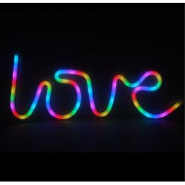 LED NEON dekoracija LOVE, RGB skaitmeninė - dinaminė spalva, su pulteliu