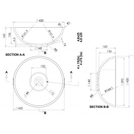 Pastatomas praustuvas Ara 420 mm akmens masė Evermite baltas