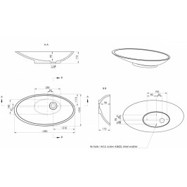 Pastatomas praustuvas Cygnus 590 mm akmens masė Evermite baltas