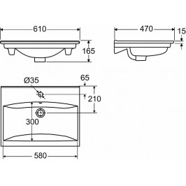 Praustuvas Sense 60 cm baltas