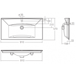 Praustuvas Sense 90x47cm baltas