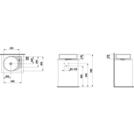 Praustuvas- dubuo VAL 500x400 mm su sala 1 skyle maišyt. Saphir Keramik baltas