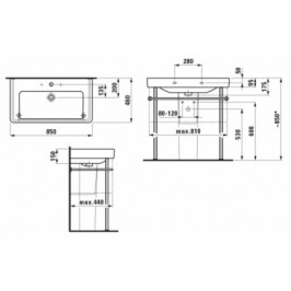 Baldinis praustuvas PRO S  85x46 cm su 1 anga maišytuvui viduryje