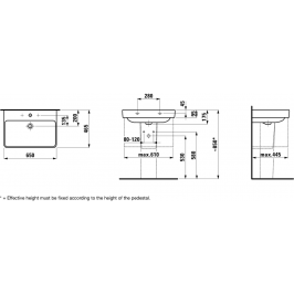 Praustuvas Pro S 650x465 mm be skylės maišytuvui baltas