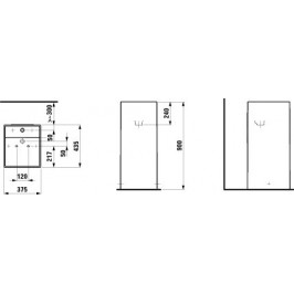 Kartell by LAUFEN pastatomas 375x435 praustuvas h-900 su paslėptu nuotaku pagaminta iš SaphirKeramik