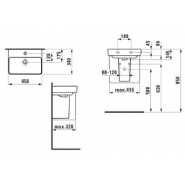 Mažas praustuvas PRO S 450x340 mm baltas