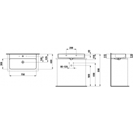 Praustuvas VAL 750x420 mm 1 skyle maišyt. Saphir Keramik šlifuota apačia baltas