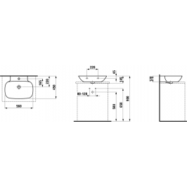 Praustuvas INO 560x450x145 mm šlifuota apačia 1 skyle maišyt. baltas