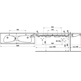 Dvigubas baldinis praustuvas PALOMBA 160 x 50 cm su 2 angom maišytuvams su perlaja LCC baltas