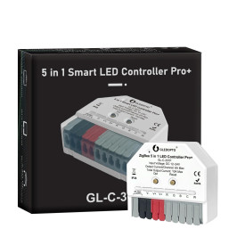 LED valdiklis ZigBee MINI PRO+ RF, 12-24Vdc, 6A/ CH, 10A MAX, RGB, RGBW, RGB+CCT, CCT, DIM, PUSH-DIM