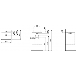 Praustuvas VAL 450x420 mm be skylės maišytuvui SaphirKeramik baltas